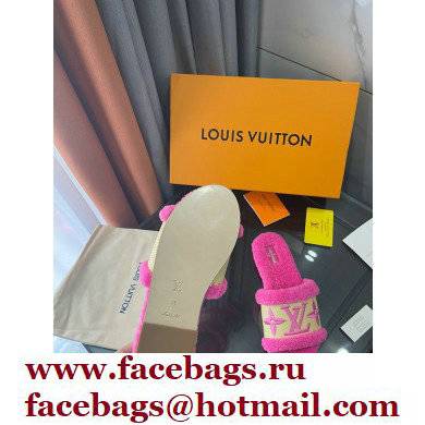 Louis Vuitton Shearling and Raffia Lock It Flat Mules Dark Pink 2021