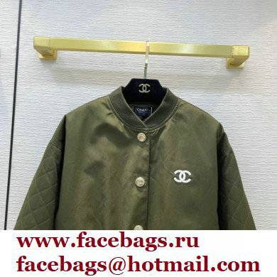 chanel quilting cotton jacket army green 2021