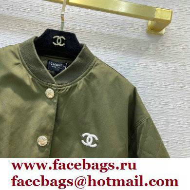 chanel quilting cotton jacket army green 2021