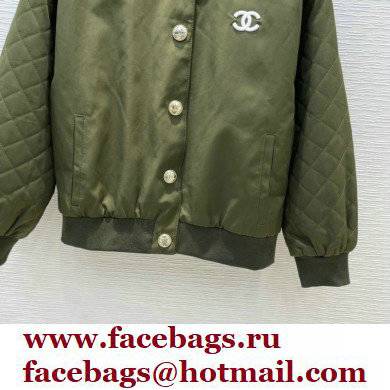 chanel quilting cotton jacket army green 2021