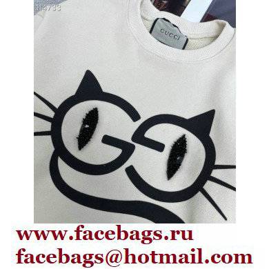 gucci Cat eyes print cotton jersey sweatshirt off white