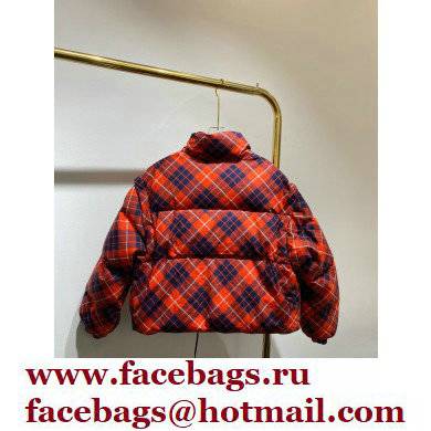 prada plaid puffer jacket RED 2021