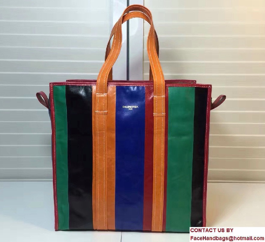 Balenciaga Bazar Medium Shopping Bag Black/Green/Blue/Red/Orange 2016 - Click Image to Close