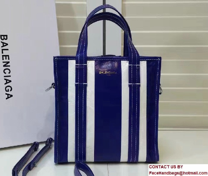 Balenciaga Bazar Mini XS Shopping Bag Blue/White 2016