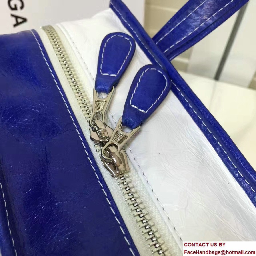 Balenciaga Bazar Mini XS Shopping Bag Blue/White 2016