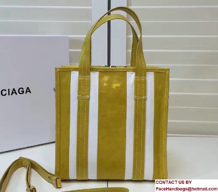 Balenciaga Bazar Mini XS Shopping Bag Yellow/White 2016