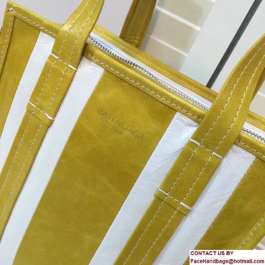 Balenciaga Bazar Mini XS Shopping Bag Yellow/White 2016