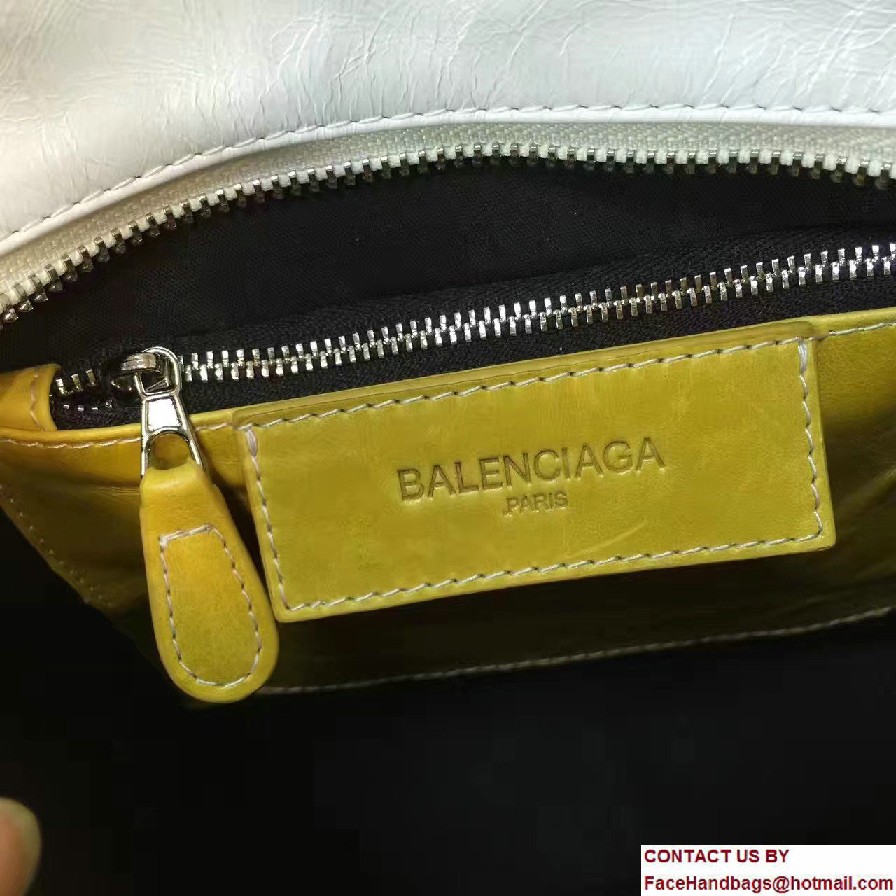 Balenciaga Bazar Mini XS Shopping Bag Yellow/White 2016