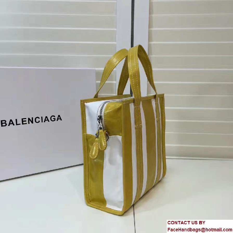 Balenciaga Bazar Mini XS Shopping Bag Yellow/White 2016