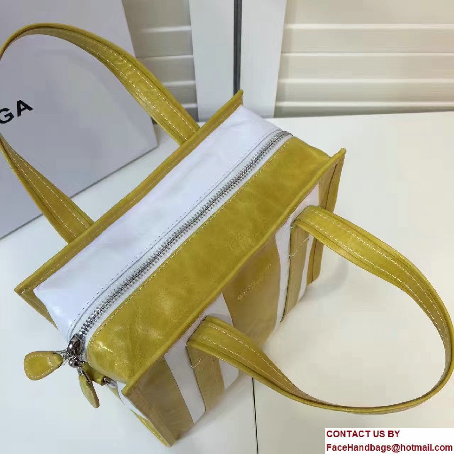 Balenciaga Bazar Mini XS Shopping Bag Yellow/White 2016