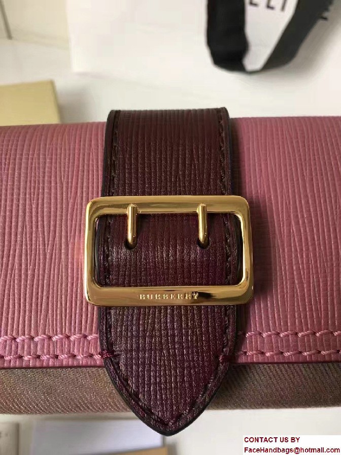 Buckle House Check and Textured Leather Continental Wallet 40224141 Dark mauve/Burgundy 2017