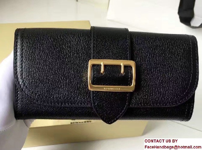 Buckle Textured Leather Continental Wallet 40259651 Black 2017 - Click Image to Close