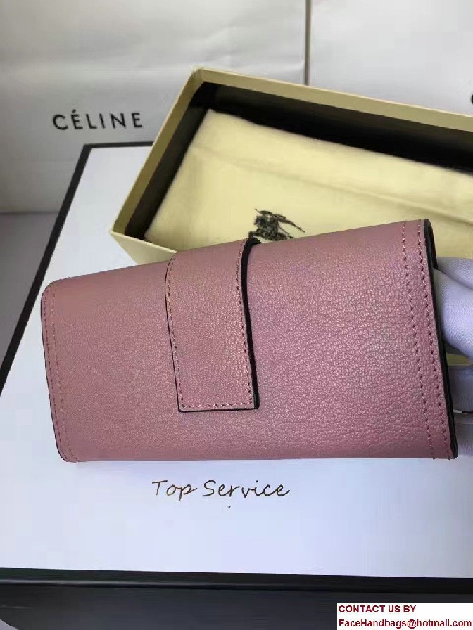 Buckle Textured Leather Continental Wallet 40259731 Dusty Pink 2017