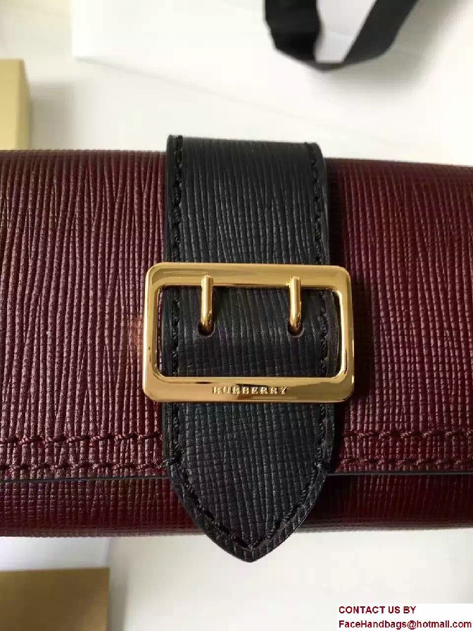 Buckle Textured Leather Continental Wallet Burgundy/Black 2017