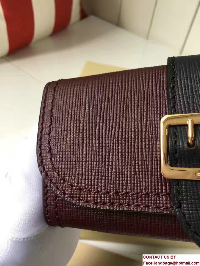 Buckle Textured Leather Continental Wallet Burgundy/Black 2017