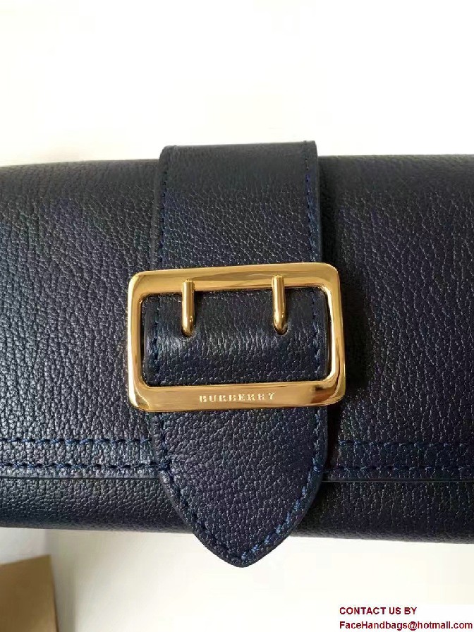 Buckle Textured Leather Continental Wallet Dark Blue 2017