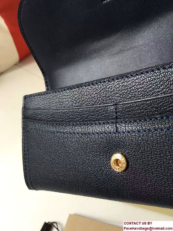 Buckle Textured Leather Continental Wallet Dark Blue 2017