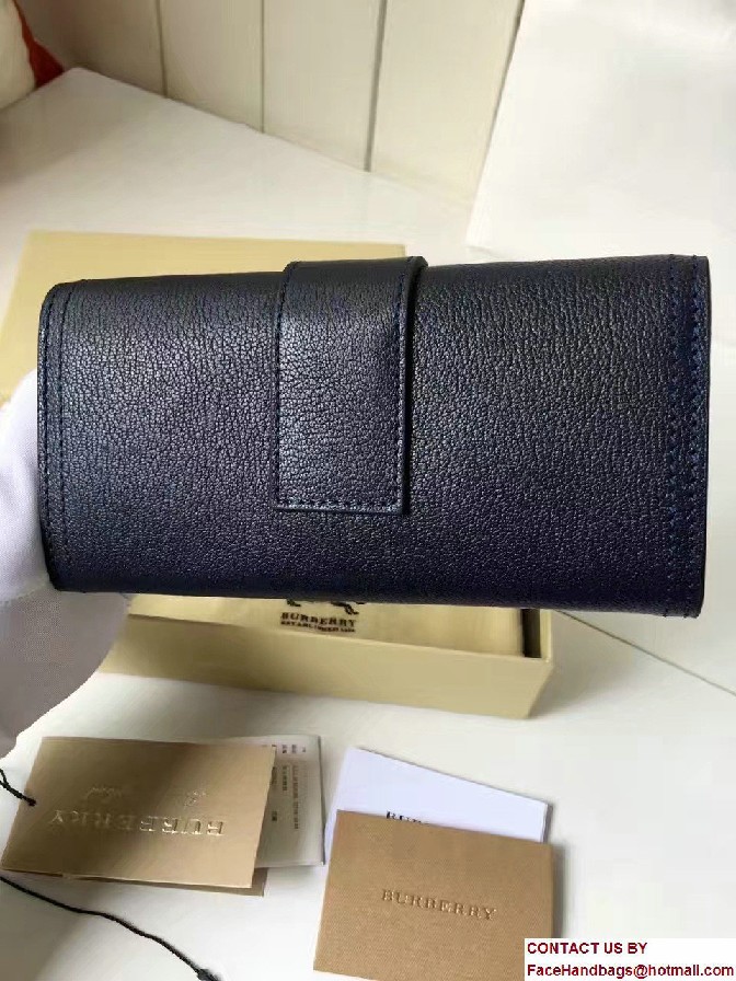 Buckle Textured Leather Continental Wallet Dark Blue 2017