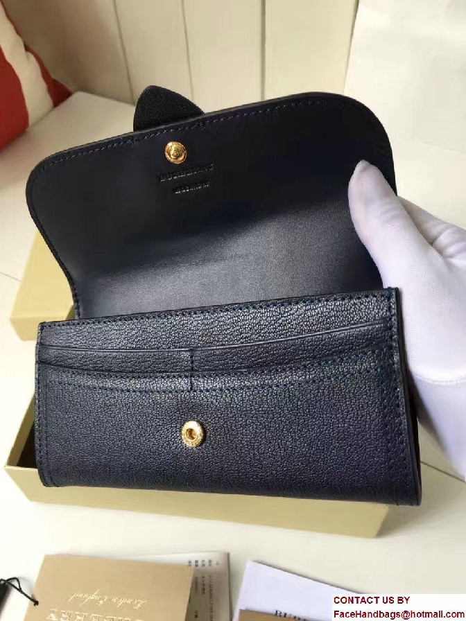 Buckle Textured Leather Continental Wallet Dark Blue 2017