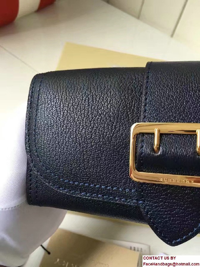 Buckle Textured Leather Continental Wallet Dark Blue 2017