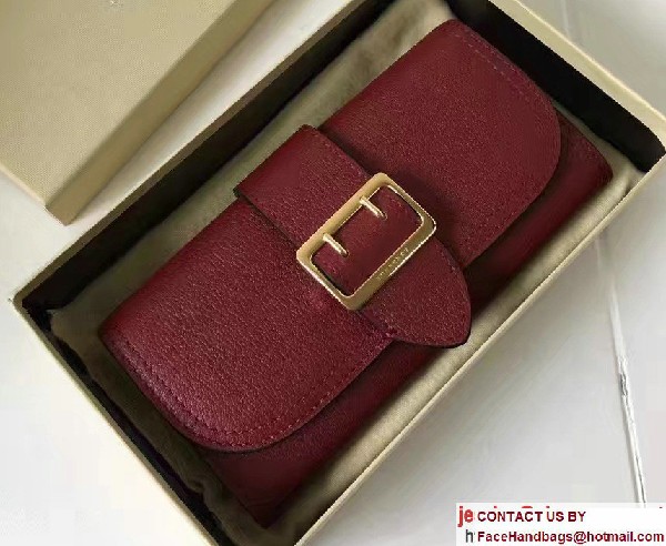 Buckle Textured Leather Continental Wallet Dark Red 2017 - Click Image to Close