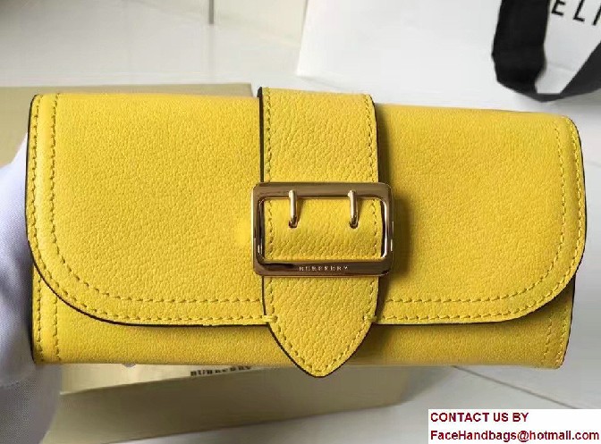 Buckle Textured Leather Continental Wallet Yellow 2017 - Click Image to Close