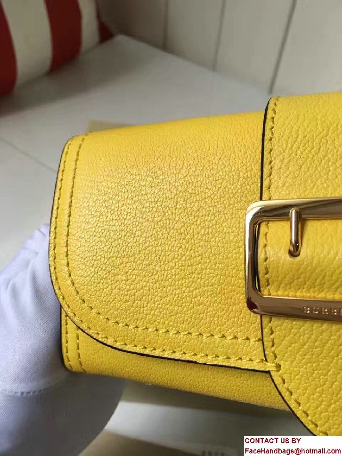 Buckle Textured Leather Continental Wallet Yellow 2017