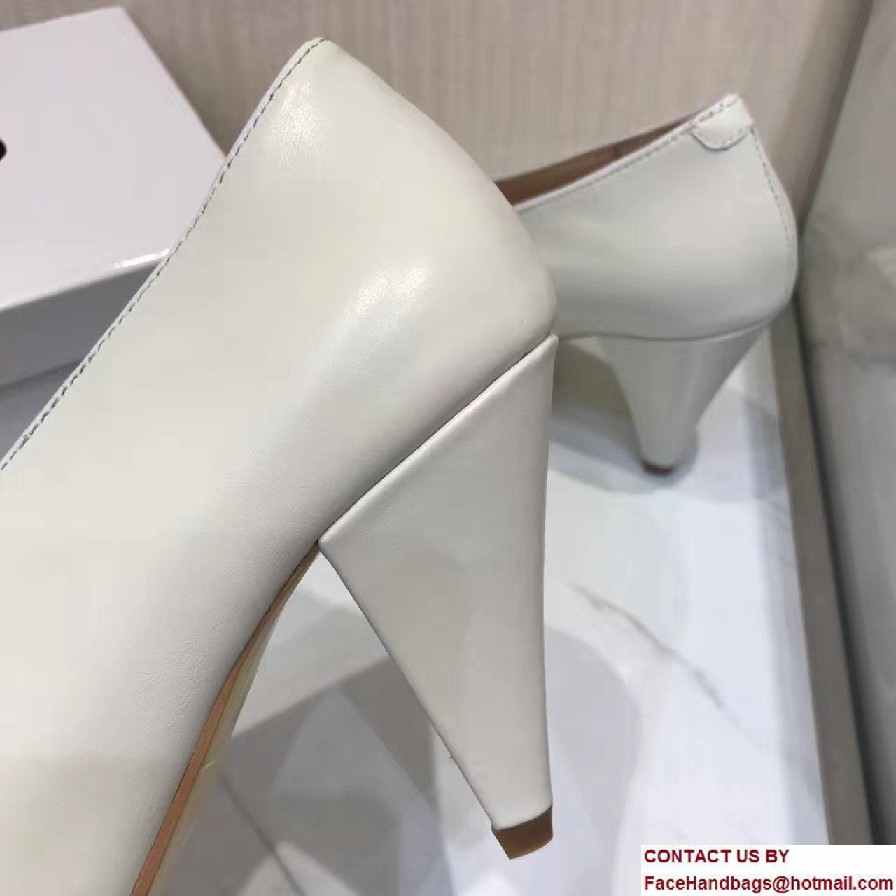 Celine Heel 9cm V-Neck Soft Nappa Lambskin Pumps Creamy 2017