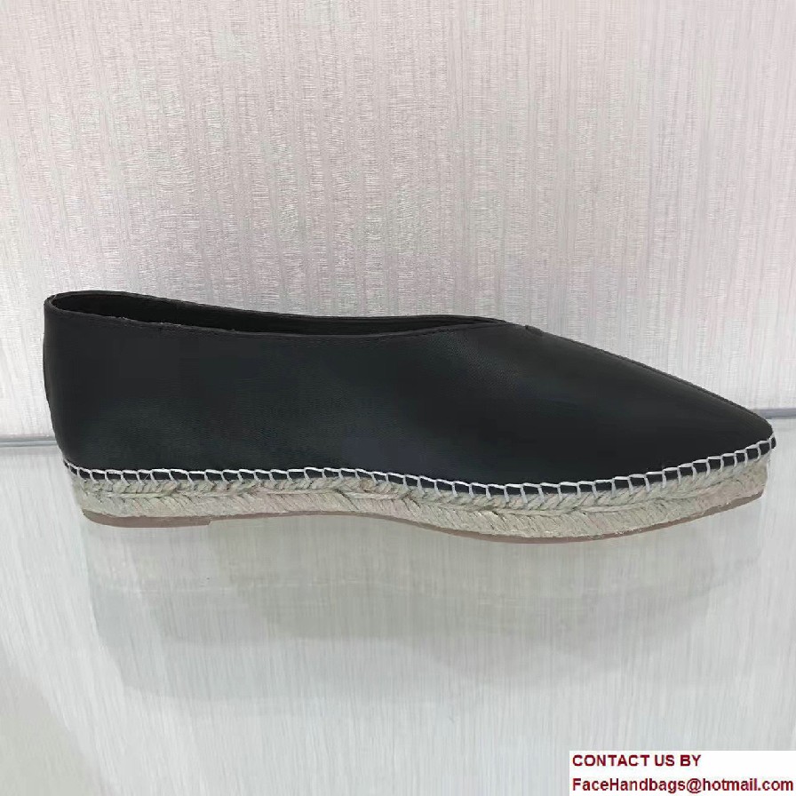 Celine Nappa Lambskin Pointy Slipper Espadrilles Black 2017