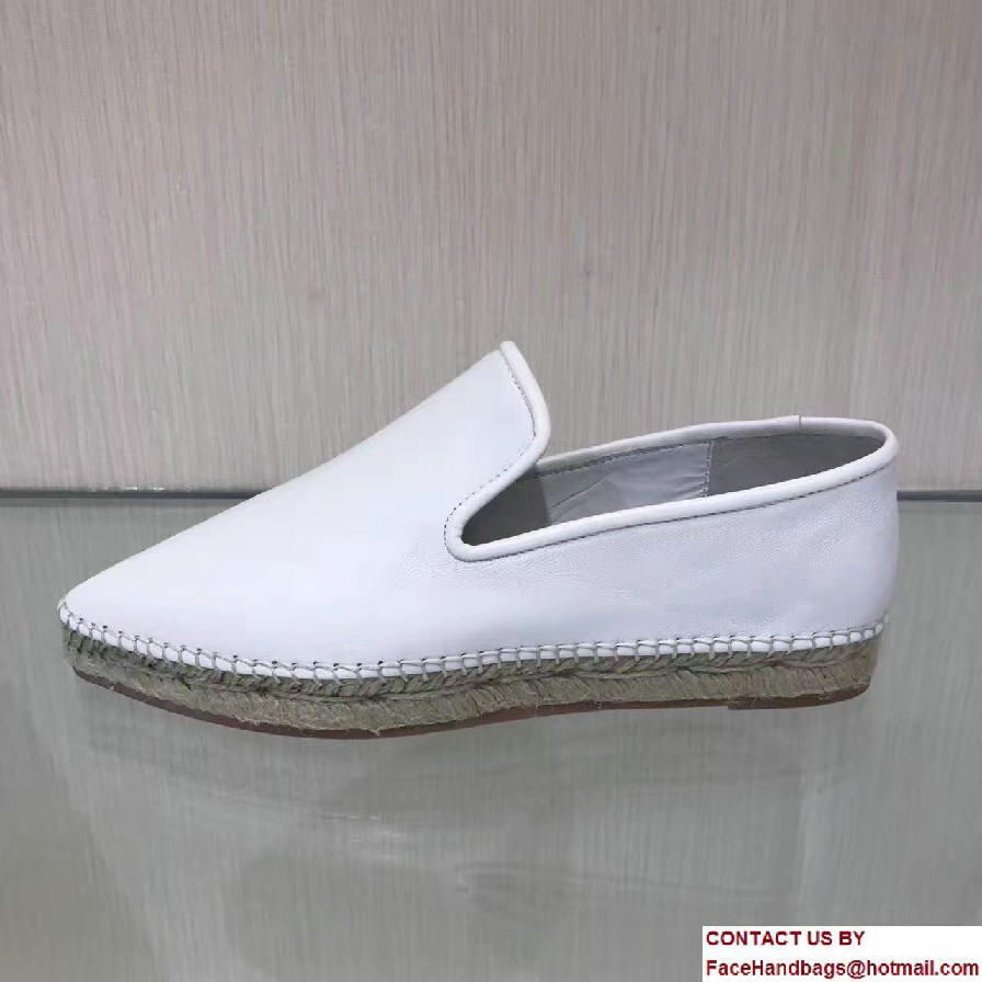 Celine Nappa Lambskin Pointy Slipper Espadrilles White 2017