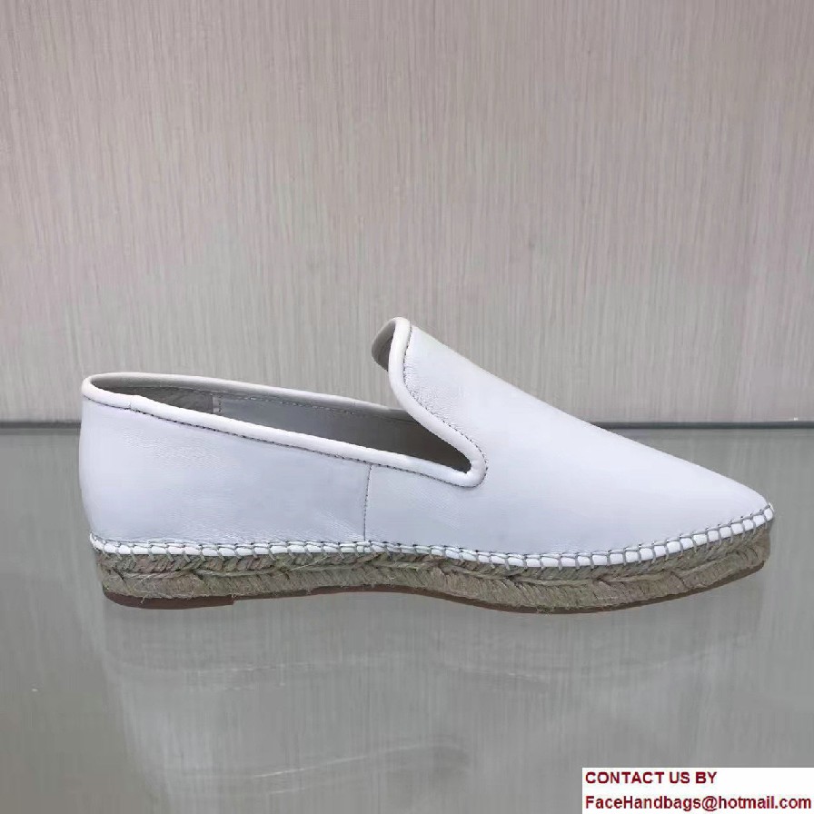 Celine Nappa Lambskin Pointy Slipper Espadrilles White 2017