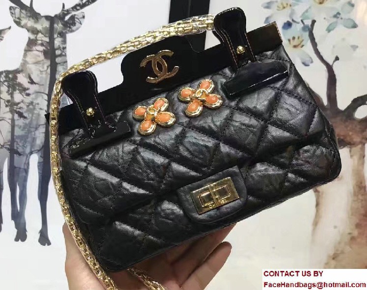 Chanel 2.55 Reissue Aged Calfskin Hanger Flap Bag A93600/A93646 Black/Flower 2016/2017 - Click Image to Close