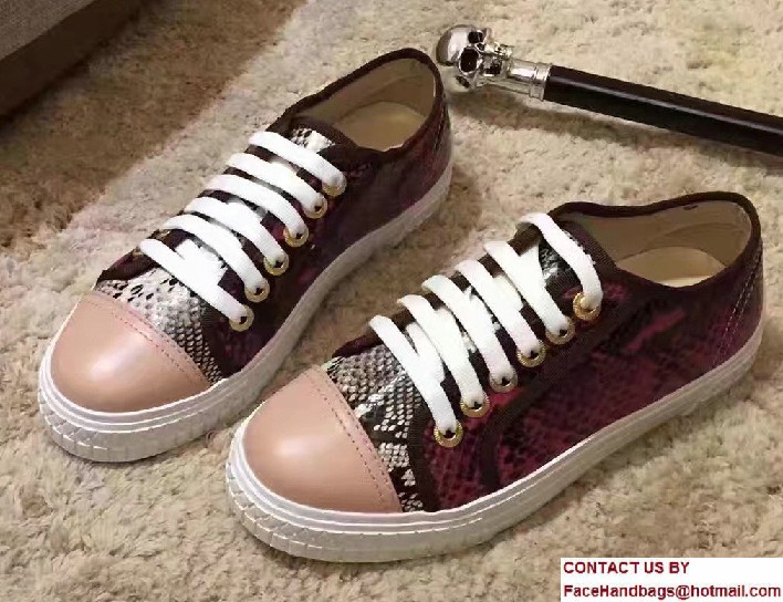 Chanel Calfskin Sneakers Python Pattern Pink Spring 2017 - Click Image to Close