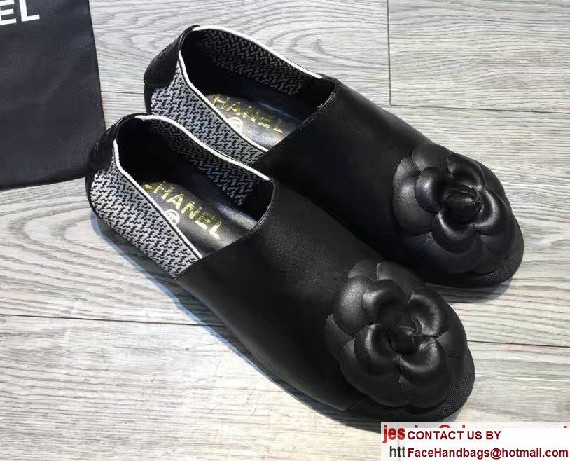 Chanel Camellia Embellished Slip-on Sneakers Black 2017 - Click Image to Close