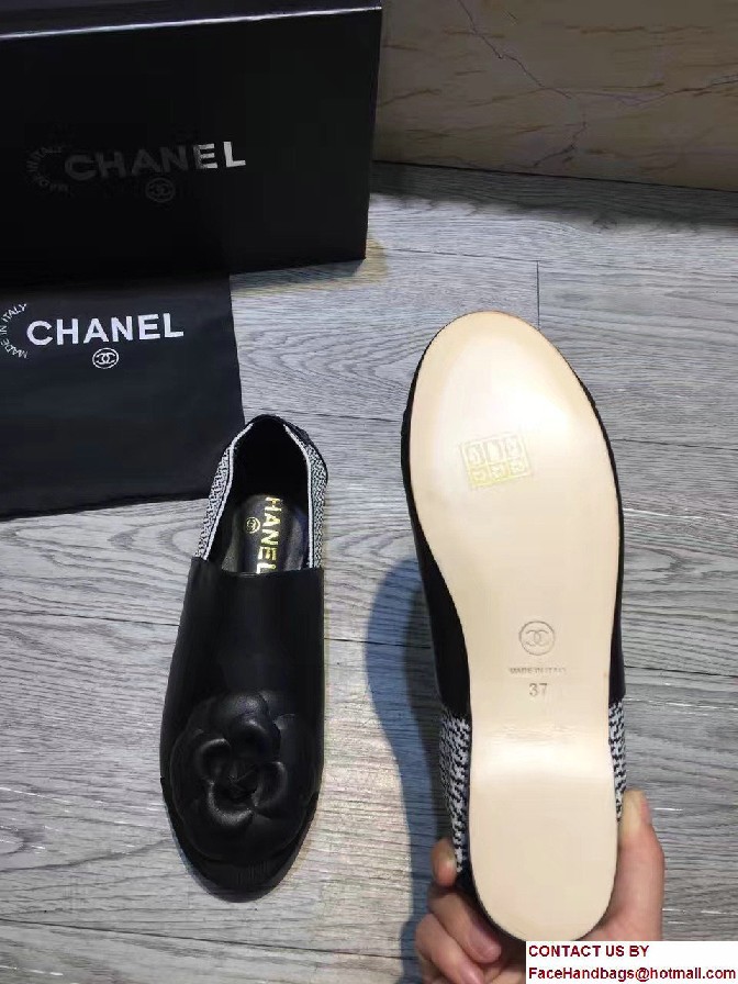 Chanel Camellia Embellished Slip-on Sneakers Black 2017