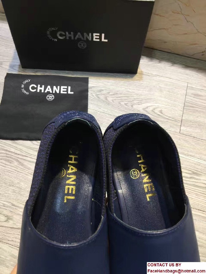 Chanel Camellia Embellished Slip-on Sneakers Blue 2017