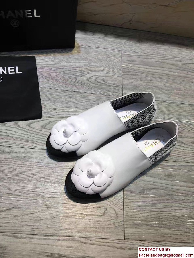 Chanel Camellia Embellished Slip-on Sneakers White 2017