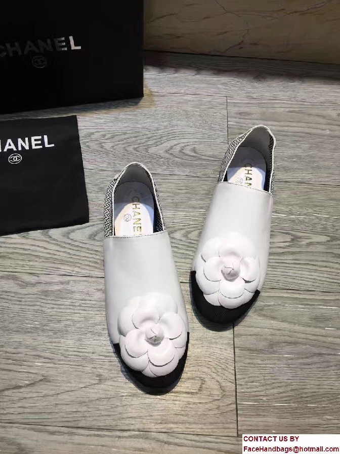 Chanel Camellia Embellished Slip-on Sneakers White 2017