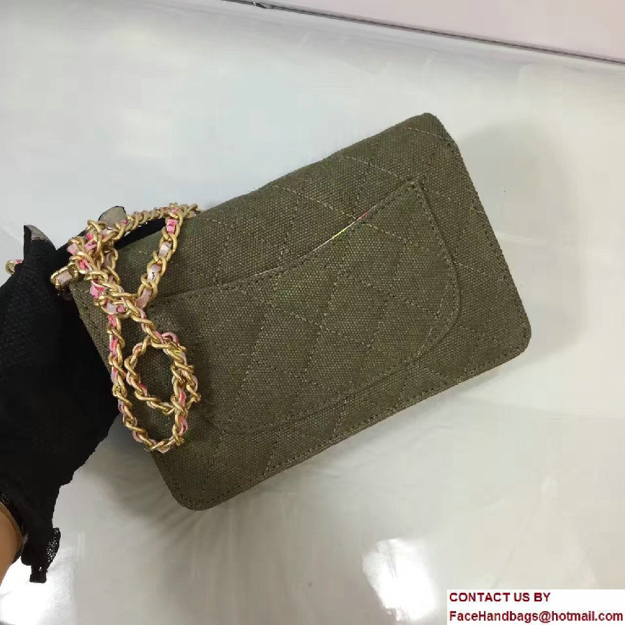 Chanel Canvas Charms Wallet On Chain WOC Bag A33814 Army Green Cruise 2017