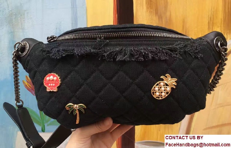 Chanel Canvas/Lambskin Charms Coco Cuba Waist Bag A98617 Black Cruise 2017 - Click Image to Close