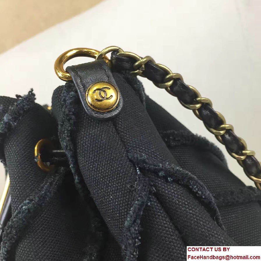 Chanel Canvas Patchwork Chevron Drawstring Bag A93727 Black Cruise 2017