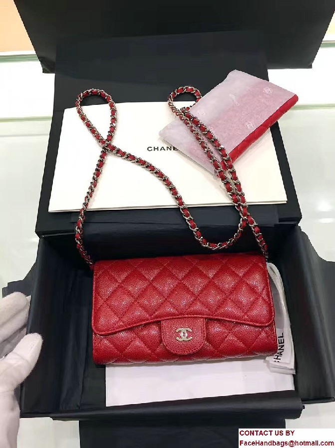 Chanel Caviar Leather Coco Wallet On Chain WOC Bag A81122 Red 2016