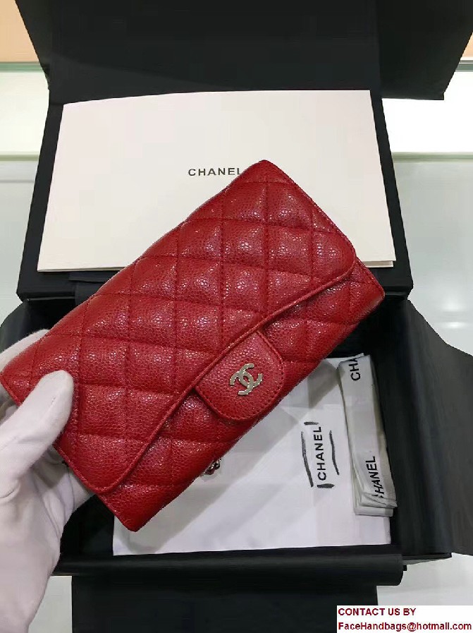 Chanel Caviar Leather Coco Wallet On Chain WOC Bag A81122 Red 2016