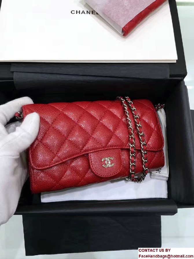 Chanel Caviar Leather Coco Wallet On Chain WOC Bag A81122 Red 2016