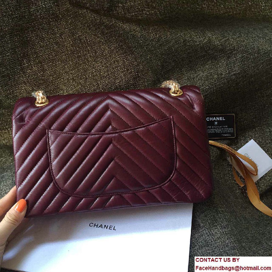 Chanel Chevron 2.55 Reissue Size 225 Classic Flap Bag burgundy