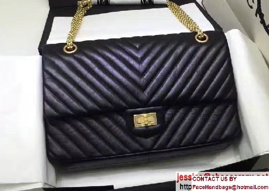 Chanel Chevron 2.55 Reissue Size 226 Classic Flap Bag Black 2016