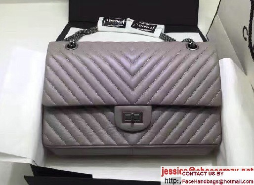 Chanel Chevron 2.55 Reissue Size 226 Classic Flap Bag Gray 2016