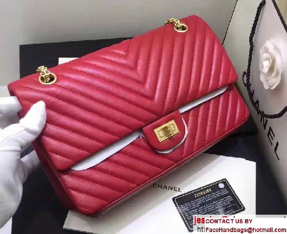 Chanel Chevron 2.55 Reissue Size 226 Classic Flap Bag Red 2016