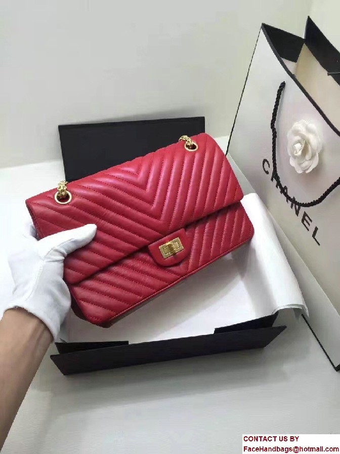 Chanel Chevron 2.55 Reissue Size 226 Classic Flap Bag Red 2016