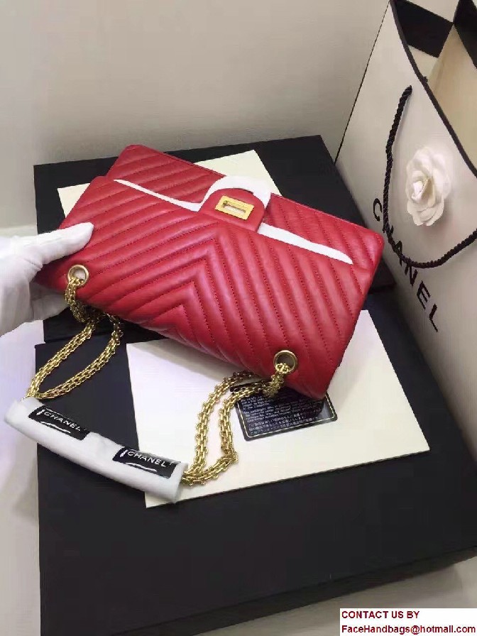 Chanel Chevron 2.55 Reissue Size 226 Classic Flap Bag Red 2016